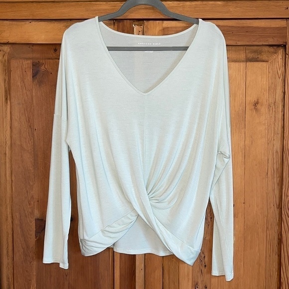 American Eagle Sage green Modal Long Sleeve Blouse Sz. MD - Picture 5 of 11